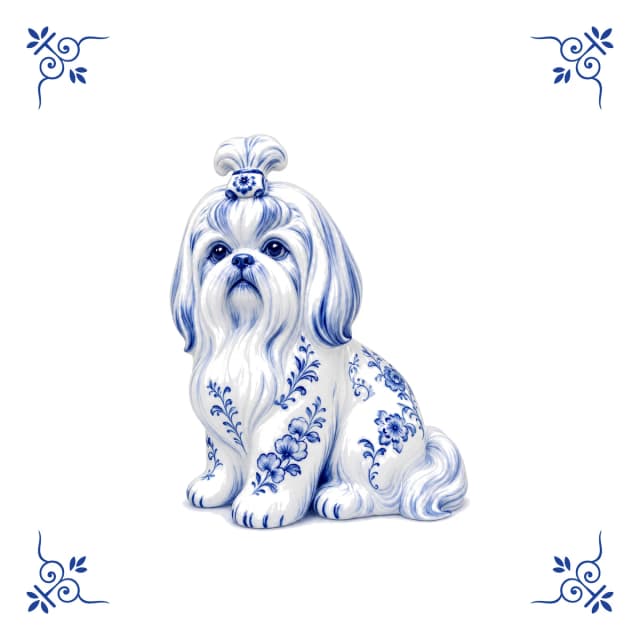 Shih Tzu, Delfter Blau Fliese