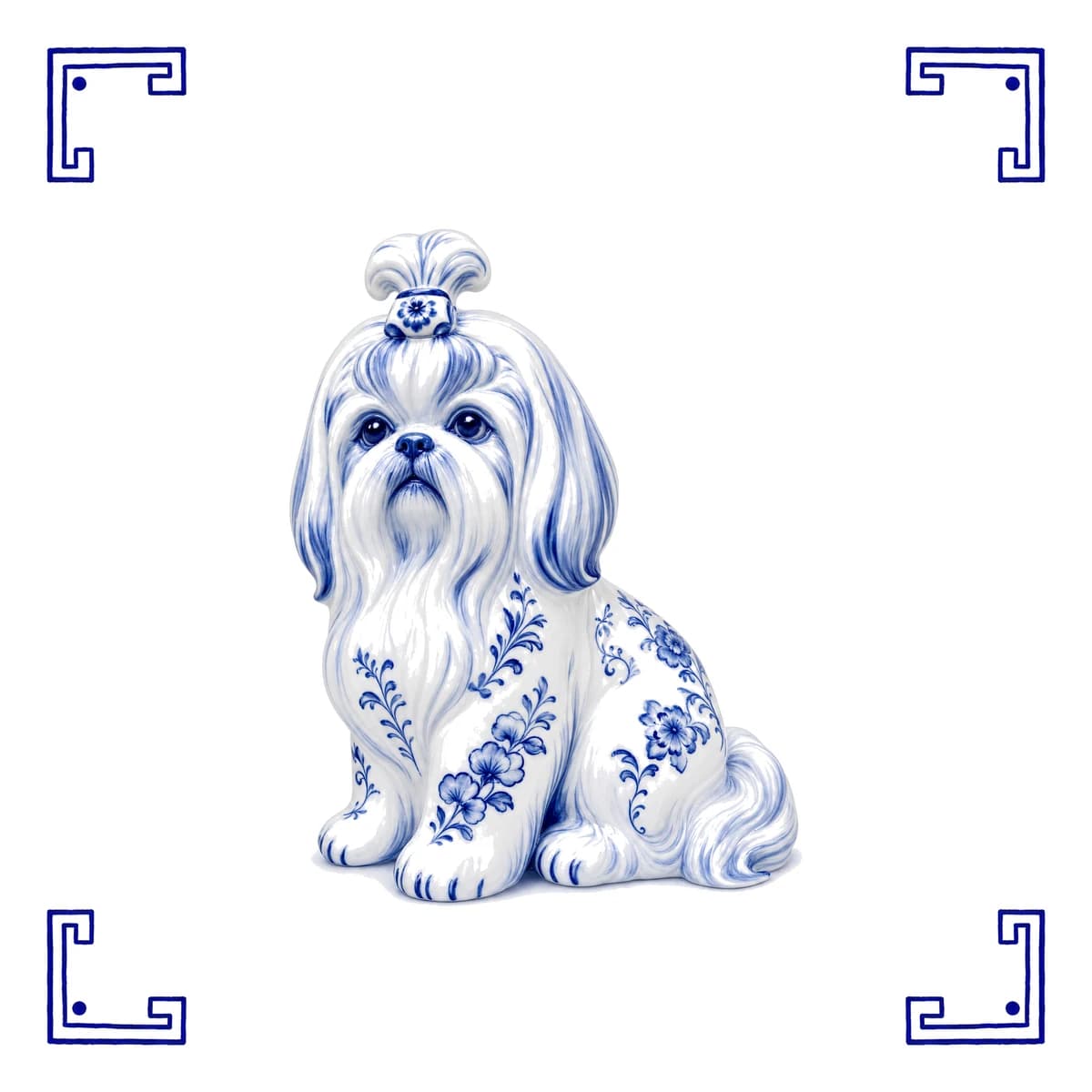 Shih Tzu – Delfter Blau Fliese