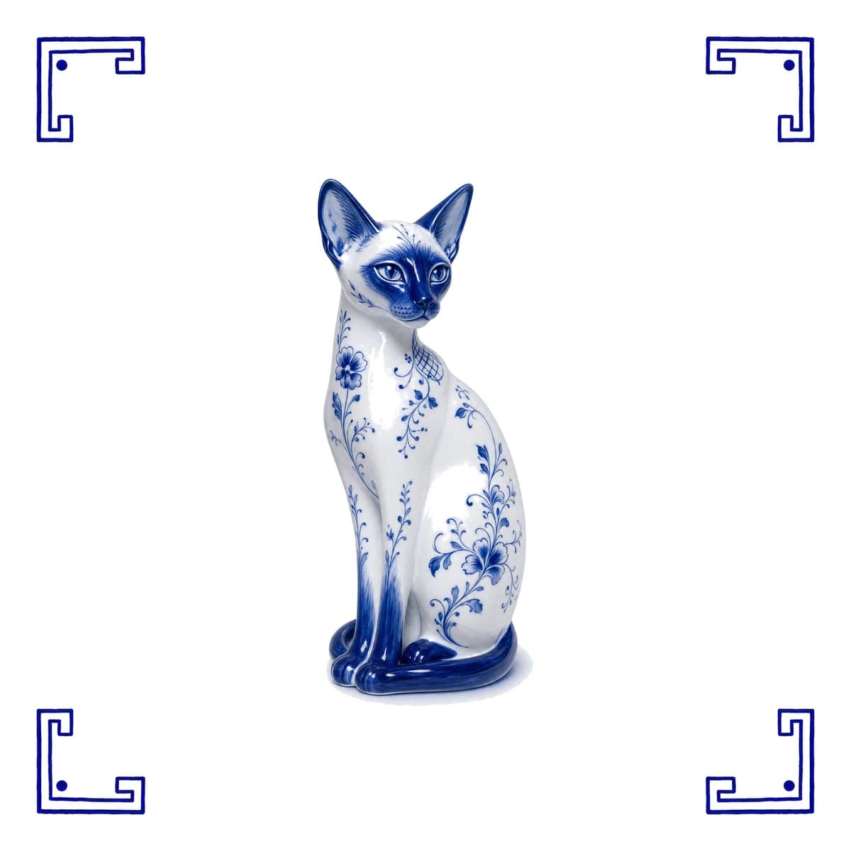 Siamkatze – Delfter Blau Fliese