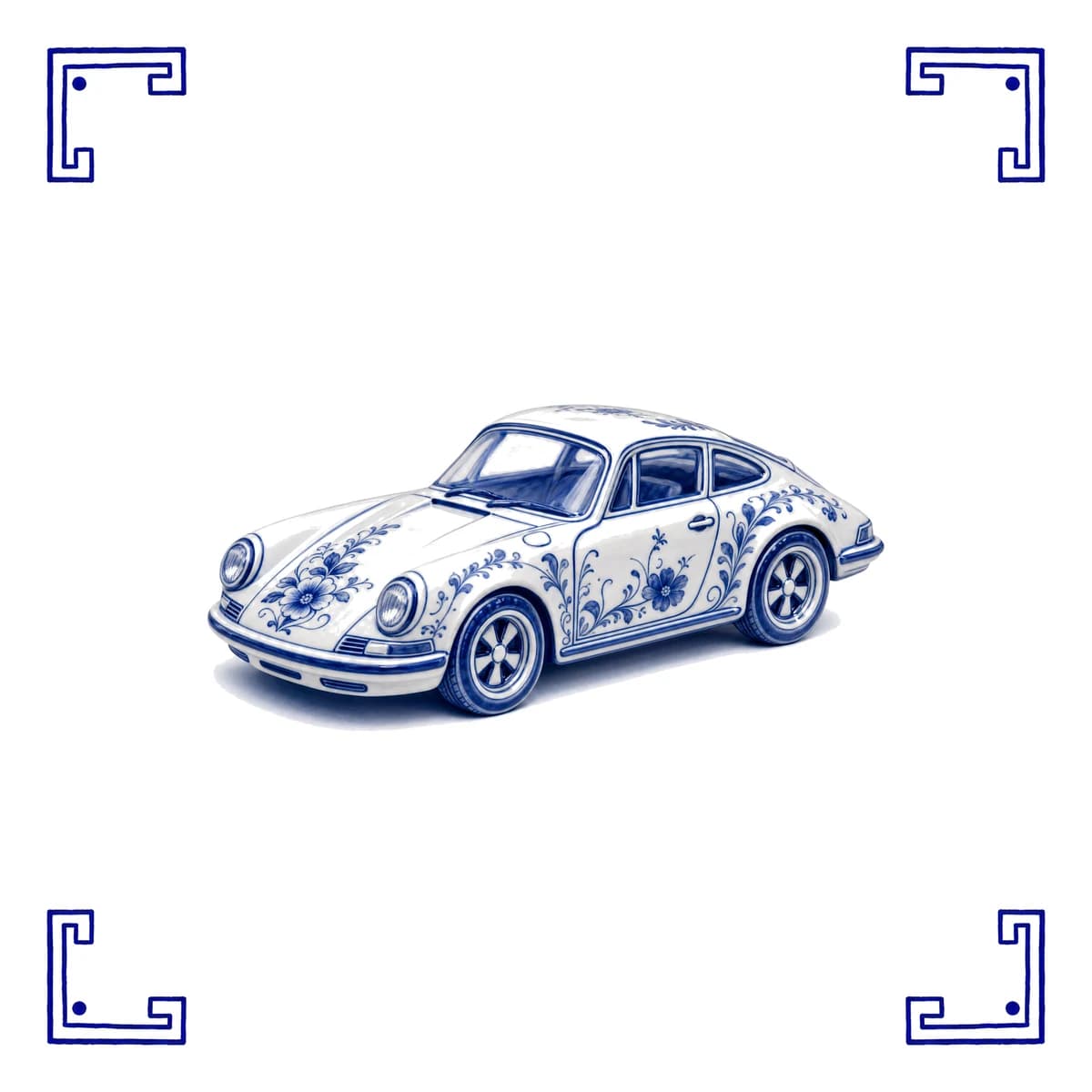 Klassischer Sportwagen – Delfter Blau Fliese