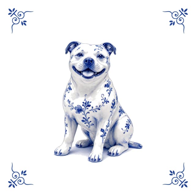 Staffordshire Bullterrier, Delfter Blau Fliese