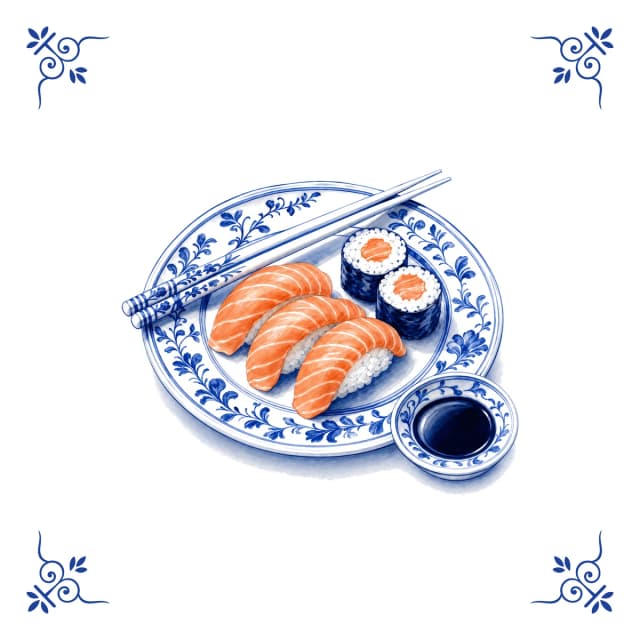 Sushi, Delfter Blau Fliese