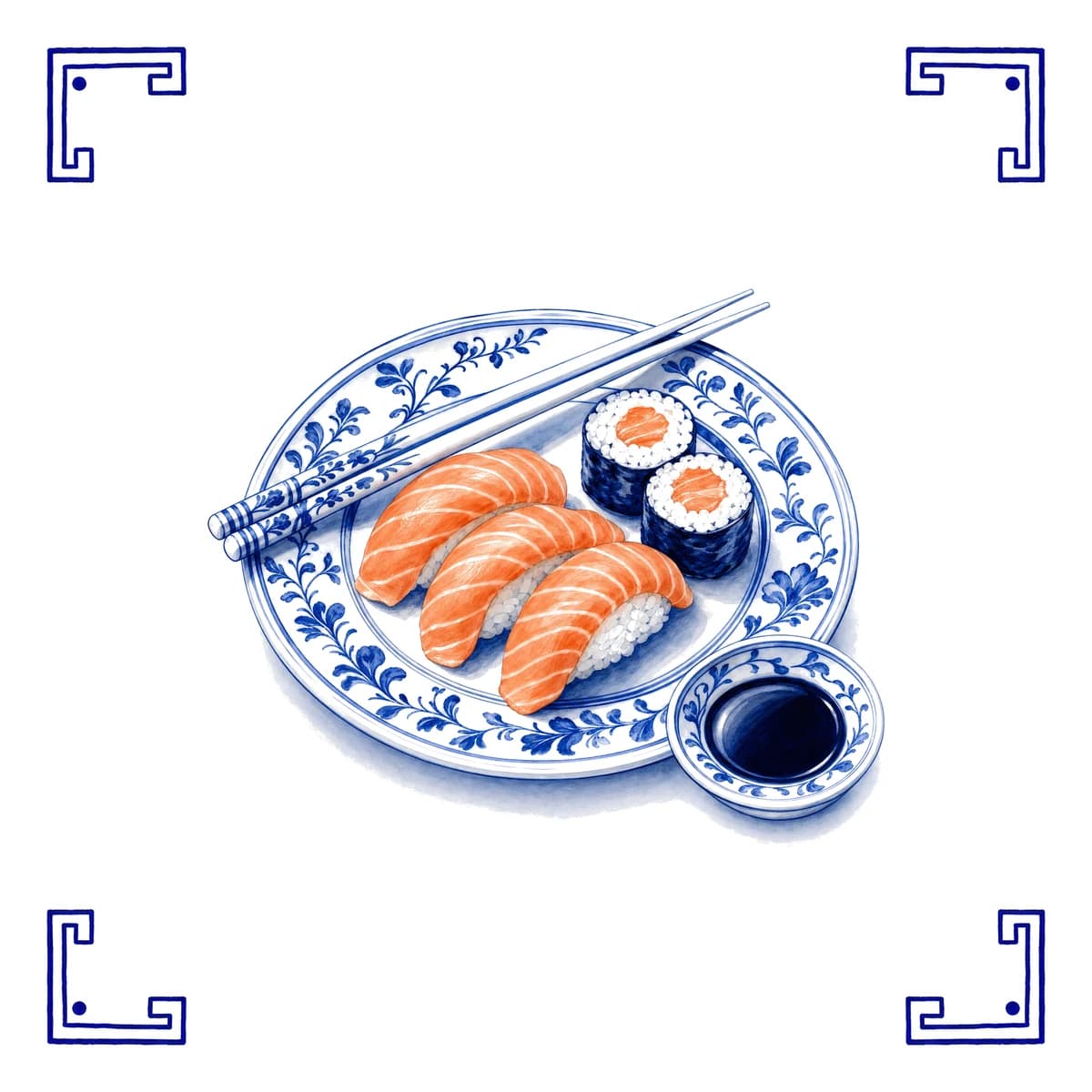 Sushi – Delfter Blau Fliese