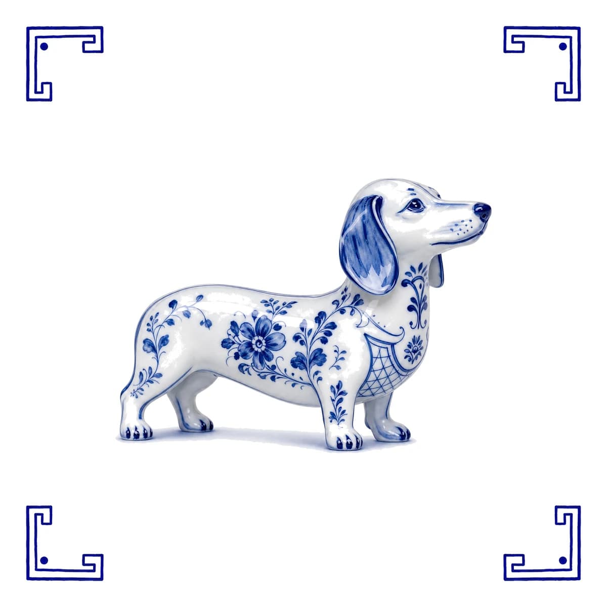 Dackel – Delfter Blau Fliese