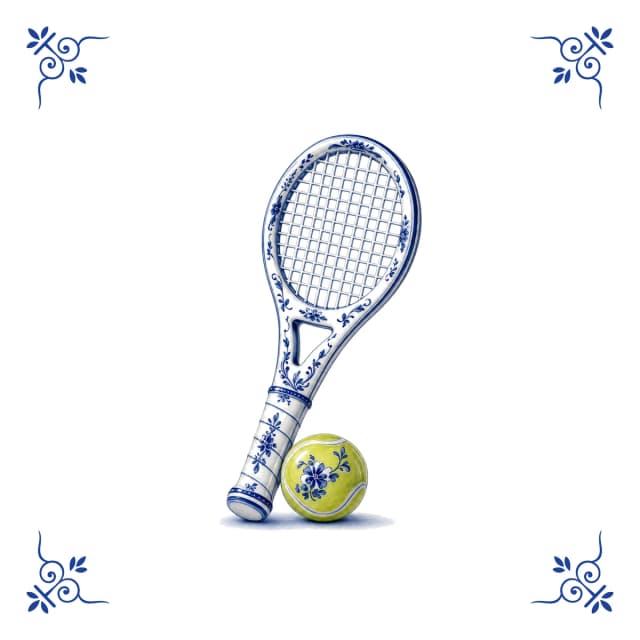 Tennisschläger, Delfter Blau Fliese