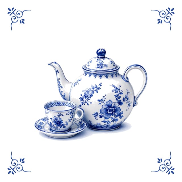 Teekanne, Delfter Blau Fliese