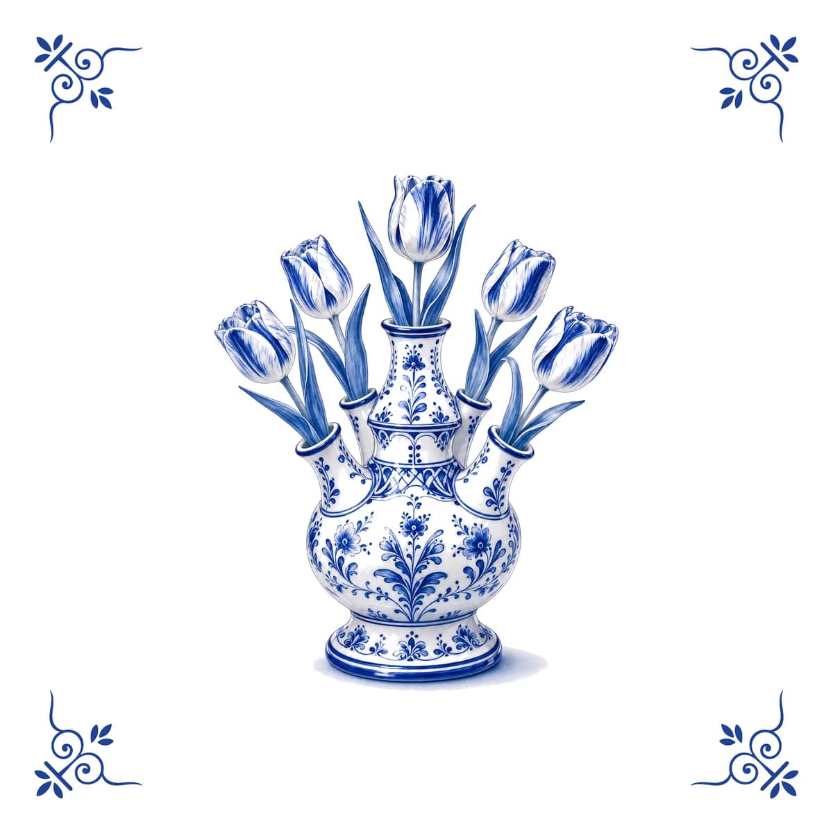 Tulpenvase – Delfter Blau Fliese
