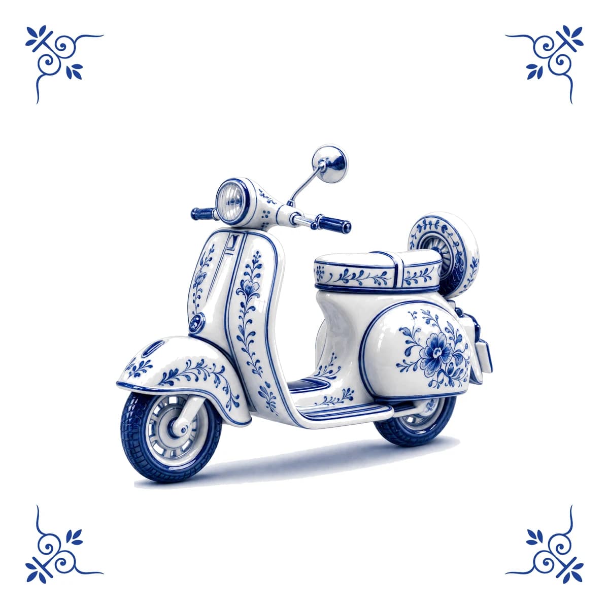Klassische Vespa – Delfter Blau Fliese