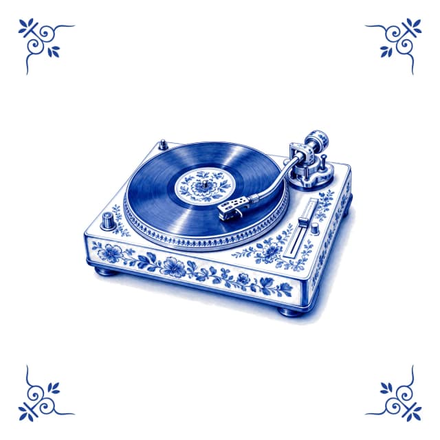 Plattenspieler, Delfter Blau Fliese