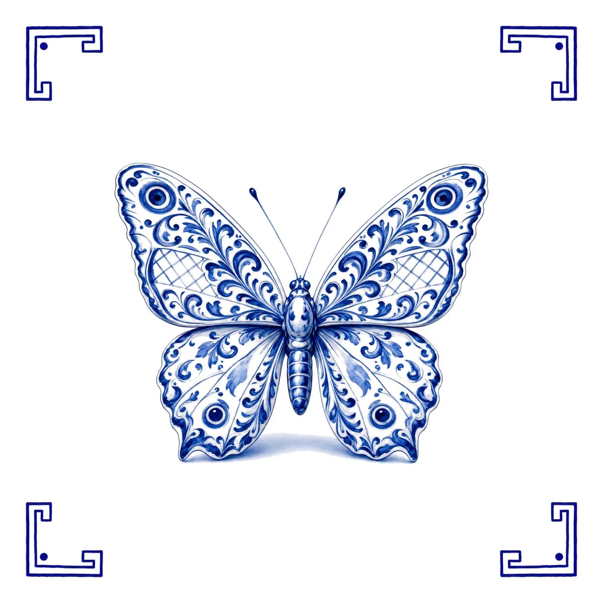 Schmetterling – Delfter Blau Fliese