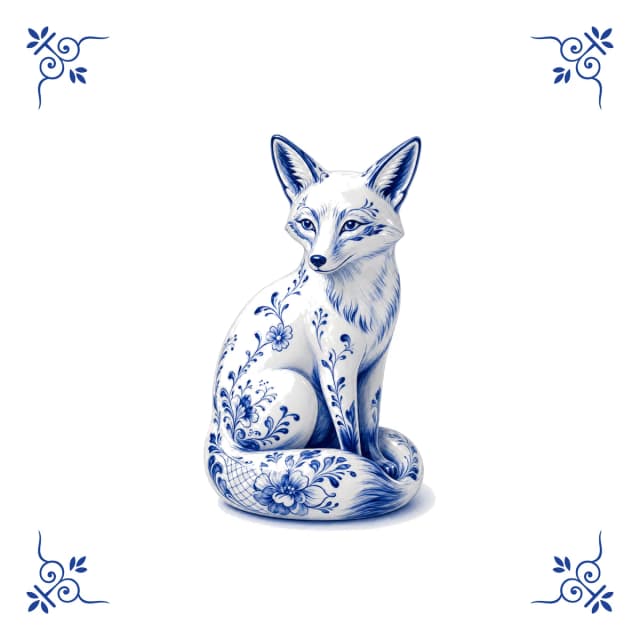 Fuchs, Delfter Blau Fliese