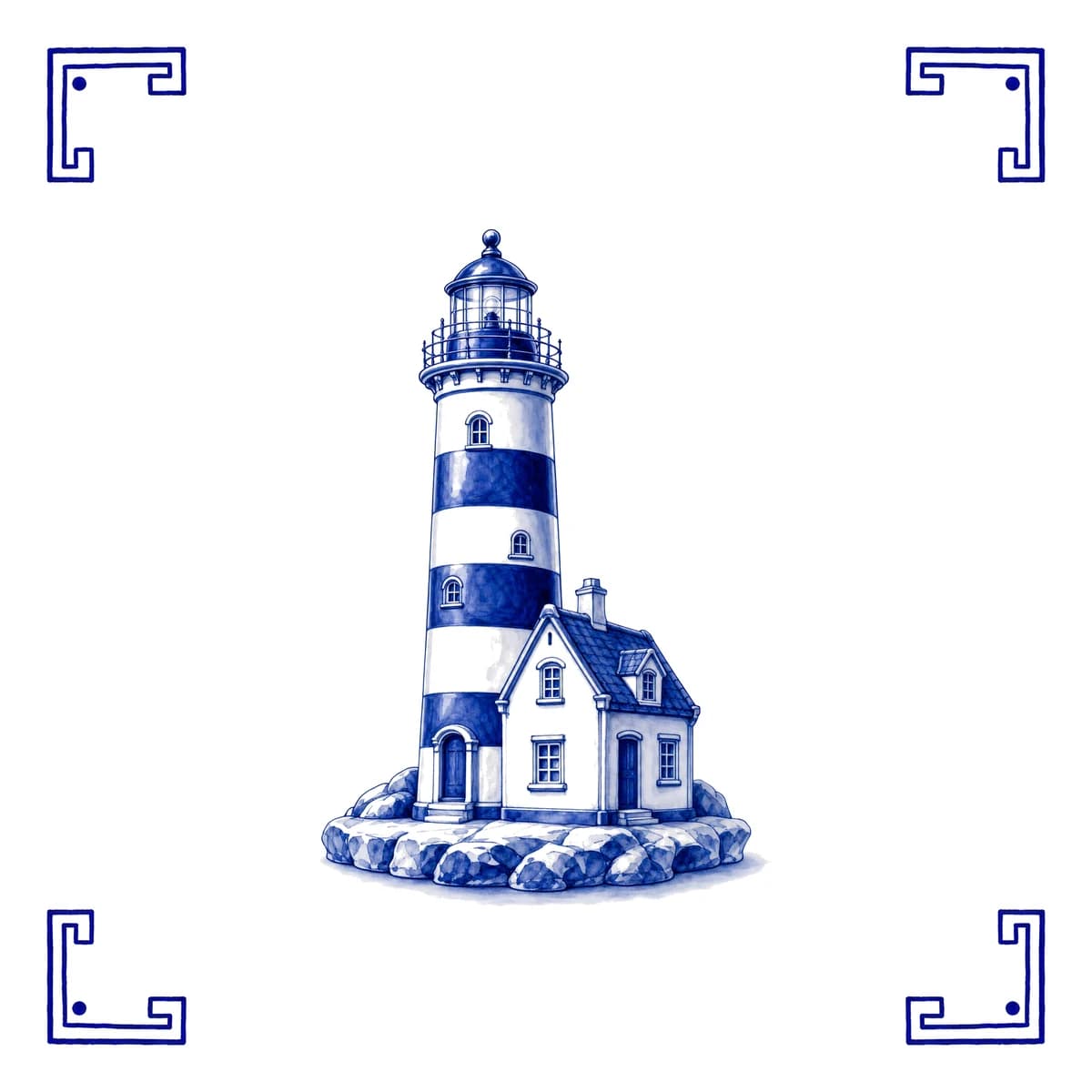 Leuchtturm – Delfter Blau Fliese