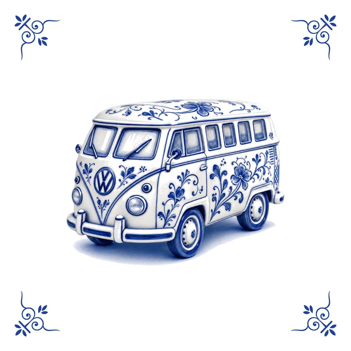 VW-Bulli – Delfter Blau Fliese