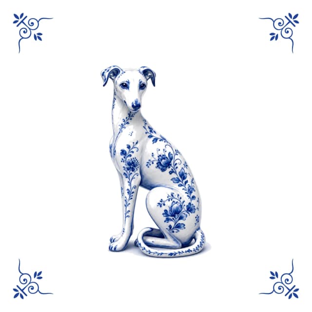 Whippet, Delfter Blau Fliese