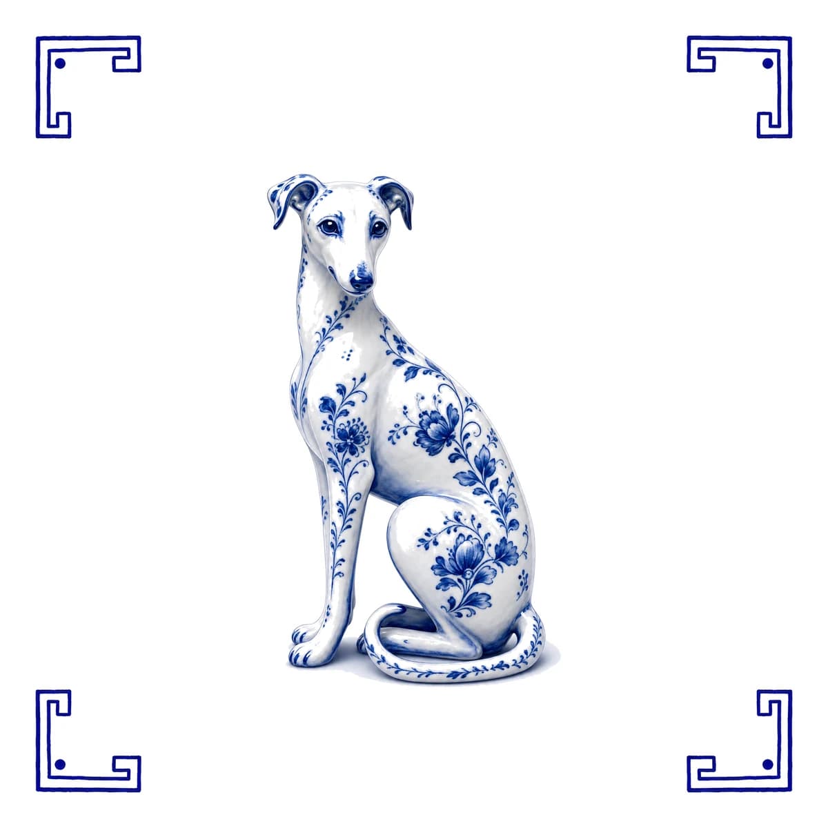Whippet – Delfter Blau Fliese