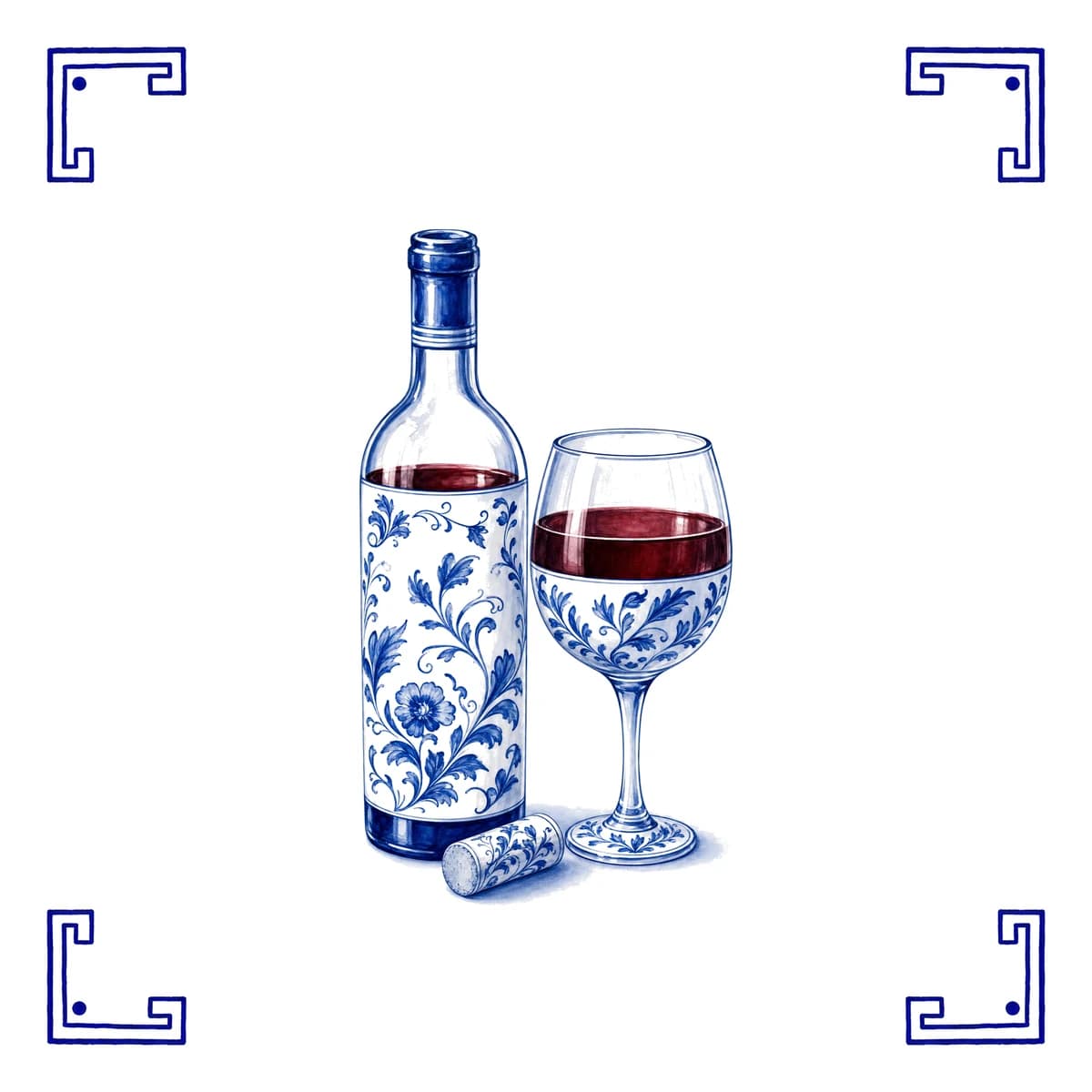 Wein – Delfter Blau Fliese